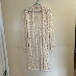 American Eagle Outfitters Cream Open-Knit Cardigan